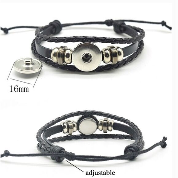 PISCES Zodiac Constellations Bracelet Handwoven Beads Retro Leather Snap NWT - Picture 4 of 14